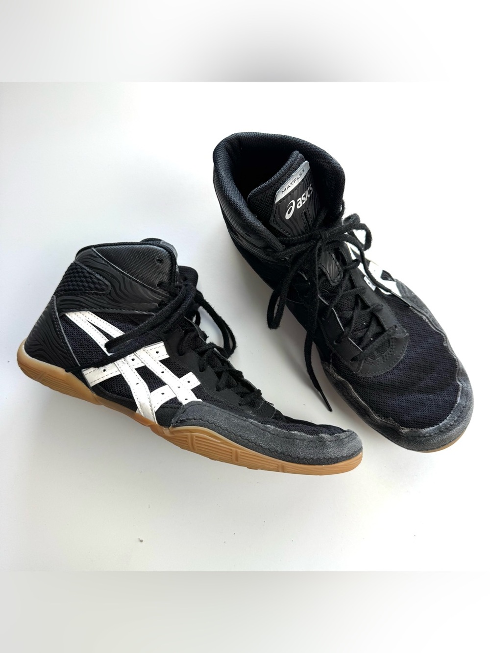 ASICS Matflex 7 Wrestling Shoes Men’s US 9.5 Black White Hi Top Lace Up Athletic